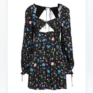 For Love & Lemons Lexy Long Sleeve Floral Mini Dress Size Medium NEW